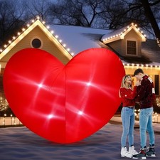 7ft Valentine's Day Inflatable Heart with LED Light Giant Red Heart Blow up