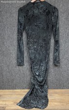 PrettyLittleThing Women's NWT Blue Floral Devore Ruched Split Maxi Dress US 6