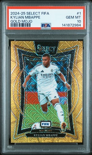 2024-25 PANINI SELECT FIFA GOLD MOJO #1 KYLIAN MBAPPE 4/10 PSA 10