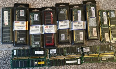 Mixed Lot of 15 RAM Kingston KVR Pc100 Pc2700 Pc3200 Pc133 Computer CPU Memory