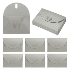 4.1x2.8 Inch Mini Card Envelopes, 20Pcs Cute Cards with Heart Clasp, Silver
