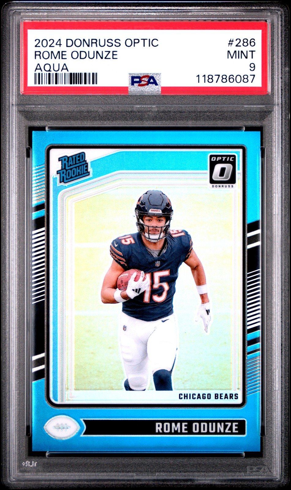 2024 PANINI DONRUSS OPTIC AQUA #286 ROME ODUNZE 124/299 PSA 9