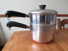 Vintage 1968 Revere Ware 3 Qt Sauce Pot Pan With Steamer Strainer With Lid