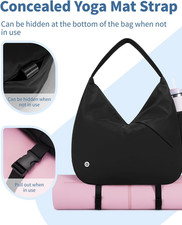 Large Gym Bag for Women with Hidden Yoga Mat Holder  Shoe Compartment  Wet ...