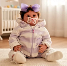 Reborn Baby Girl 20” Cloth Body Brown Hair Eyes Lifelike Doll Magnetic Pacifier
