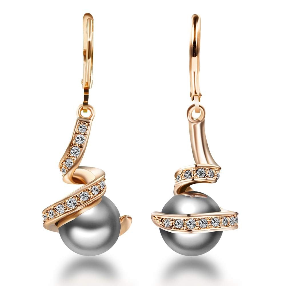 Boucles d'oreilles perle grise le cadeau idéal en plaqué or 18k
