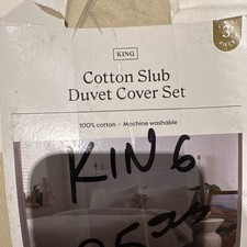 King Cotton Slub 100 Cotton Duvet Cover Set Beige 3-Piece Button Close