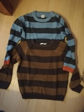 2 Pullover Mini Boden + H&M Junge Blau Braun gestreift Strick Warm 134 140 