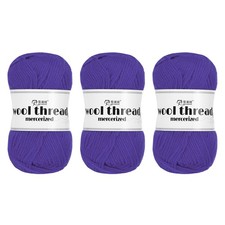 100 Wool Yarn,3 Skeins of 150g/5.29oz Per Skein 50g/109yards /Dark Purple