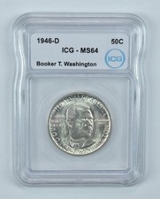 1946-D Booker T Washington Commemorative Half Dollar MS64 ICG *8865