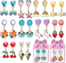 Clip On Earrings for Girls, 10/12 Pairs Kids Clip On Earrings for Toddler Par...