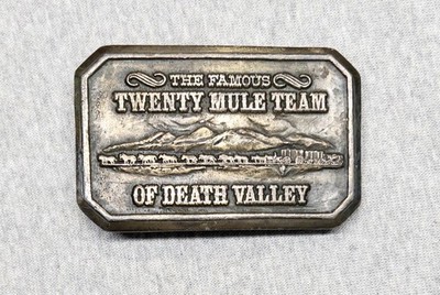 The Famous Twenty Mule Team Of Death Valley Borax Wagons Brass Belt Buckle 3.25 