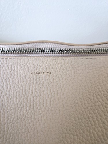 ALL SAINTS Pebbled Leather Shoulder/Crossbody Bag & Tethered Pouch (Powder Pink) - Picture 3 of 16