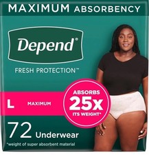 Depend Fresh Protection Adult Incontinence Underwear for Women 72 Count L 54198