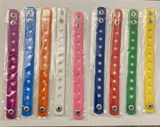 9 Silicone Charm Rubber Bracelets Kids-Adjustable Bracelets- 9 Different Colors