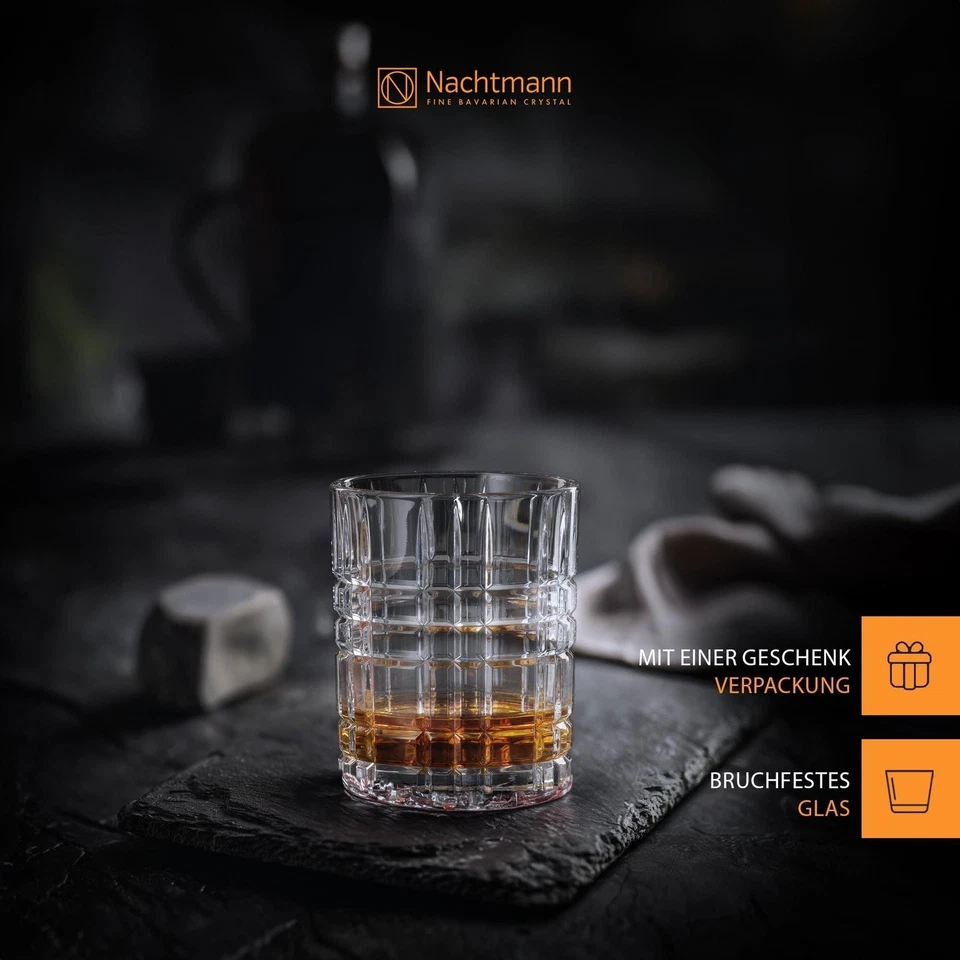 Vaso de whisky Nachtmann Square Patern 11 OZ (juego de 4) - Cristal doble antiguo... Foto 3 de 4