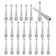 24Pcs 2" Bolo Tie Tips, Alloy Tie Replacement End Cap, Silver Tone