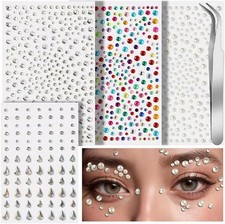 330pcs Face Gems Rhinestones Stickers - 5 Sheets Self Adhesive Face Jewels Stick