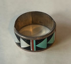 Native American Multi Stone Inlay Wide Band Ring  aLh — photo 2