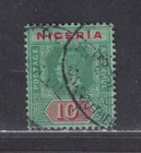 Nigeria Scott 11a VF Used 1915 10/- KGV Blue Green & Red on Blue Green SCV $100