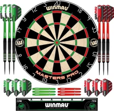 Darts - Masters Pro Premium Bristle Dartboard Set - Includes Dart Board, Darts, 