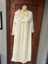 Long Sleeve Modest Small Medium Nightgown Cottage Core Prairie White