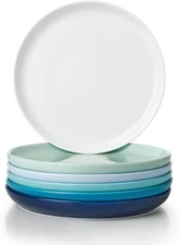 Sweese Porcelain Dessert Plates 7.4 Inch - Set of 6, Inch, Blue Series 
