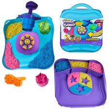 , SquishMotion with 1lb Pink, Yellow  Blue Play Sand, Stamper  5 Tools, Sto...