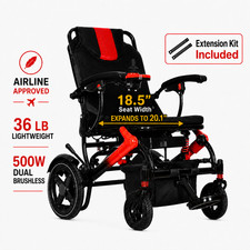 36LB Foldable Electric Wheelchair Adults 350LB 500W 18.5-20.1" Wide Seat 15 Mile