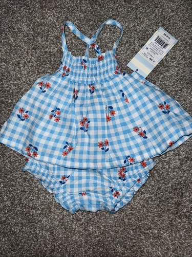 Neu mit Etikett Baby Mädchen Katze & Jack geblümt kariertes Sommeroutfit Größe 0-3 M - Bild 1 von 3