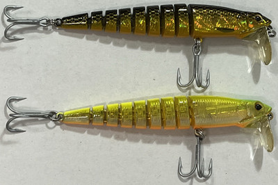 Lot of 2 Limited Edition Strike Pro EG-056AL 4 1/4'' 3/4oz Jointed Swimbait