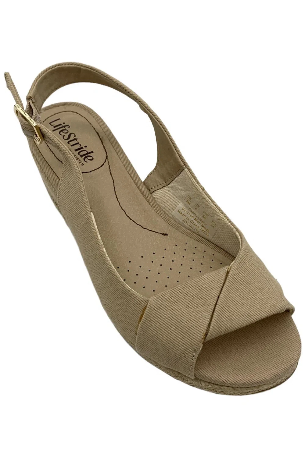 LifeStride Socialite Wedge Slingback Sandal Beige