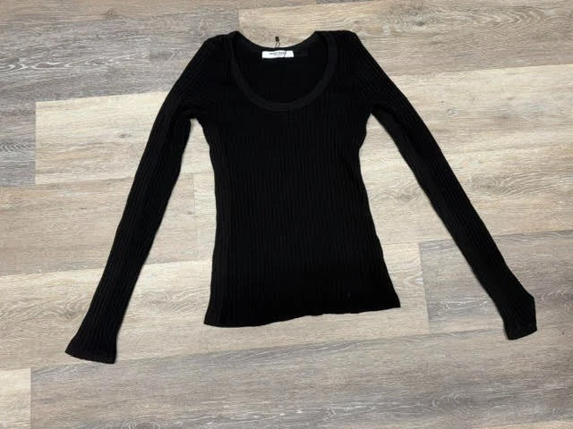 Project Social T Scoop Washed Rib Long Sleeve Sweater Womens Large Black Stretch - Image 2 of 4