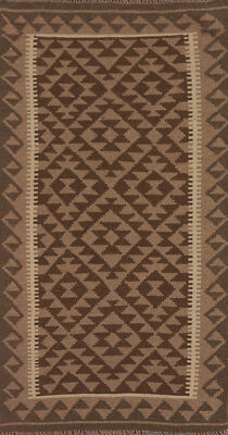 Geometric Kilim Rugs Wool Traditional Kelim Carpets 3x6 ft
