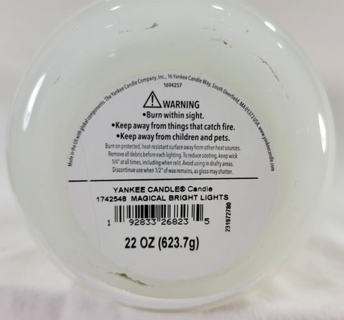 Yankee Candle MAGICAL BRIGHT LIGHTS Large Jar 22 Oz White Housewarmer New Wax - 第 3/4 張圖片