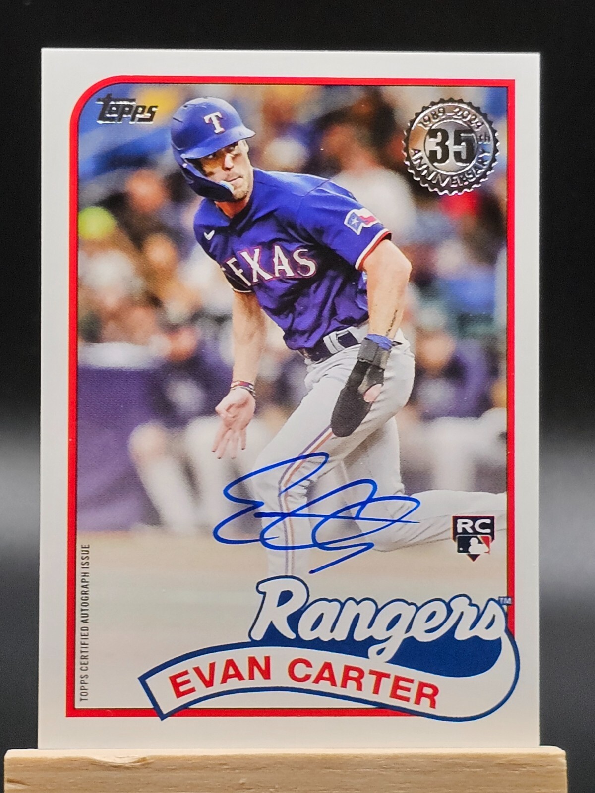 2024 Topps Update Evan Carter RC AUTO 1989 Topps Texas Rangers #89AU-EC