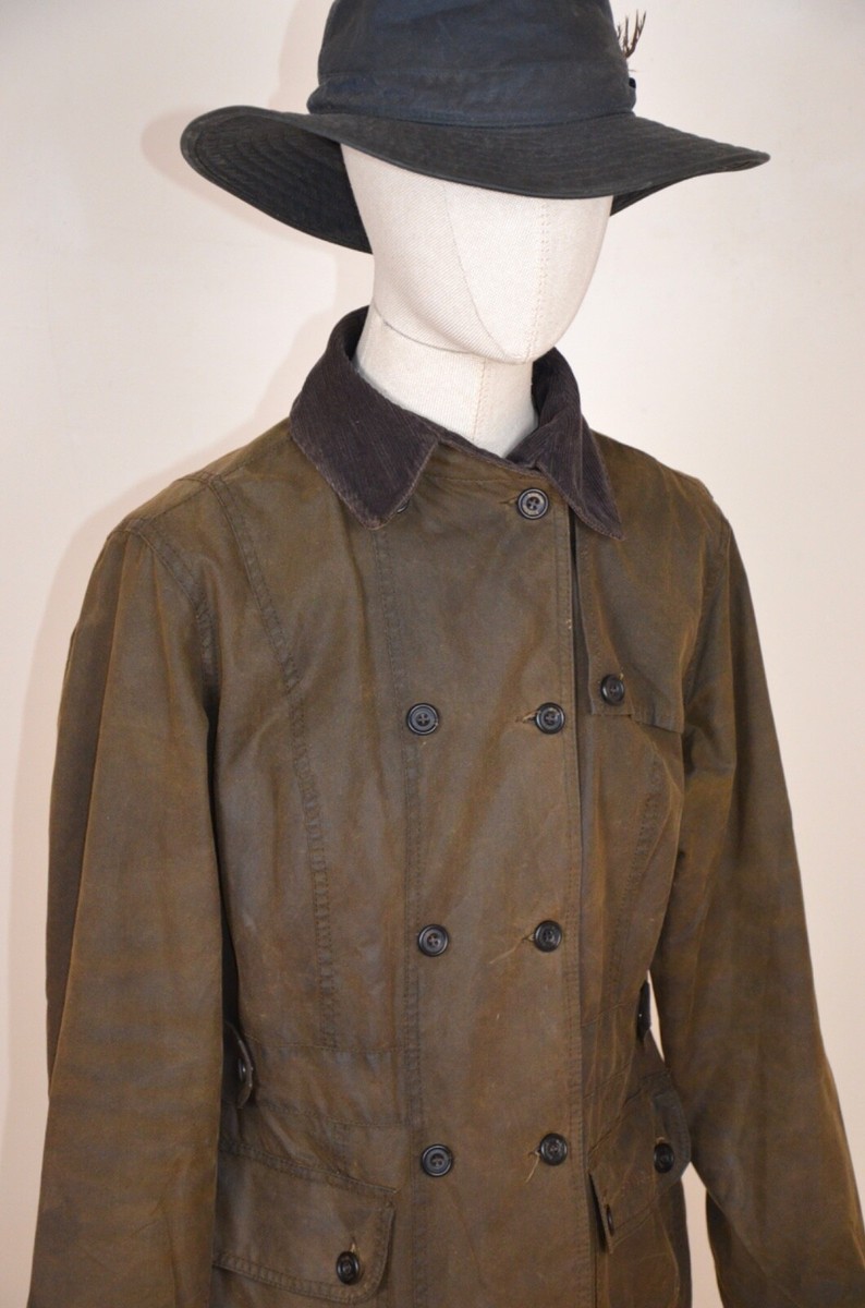 Women's Barbour Double Breasted Jacket Wax Olive L2013 Women's Barbour Double Breasted Jacket Wax Olive L2013