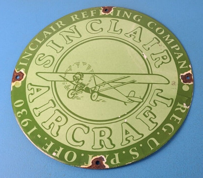Vintage Sinclair Gasoline Sign - Airplane Porcelain Gas Pump Sign