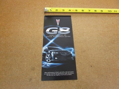2008 Pontiac G8 Quick Reference sales brochure dealer ONLY training ORIGINAL