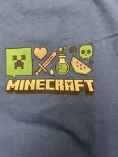 Old Navy Adult Men's Unisex Teen XL Short Slv Minecraft Tee T-Shirt BlueGray NEW