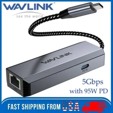 WAVLINK 5Gbps USB C to Ethernet Adapter RJ45 LAN Hub Type C 95W PD Driver-free