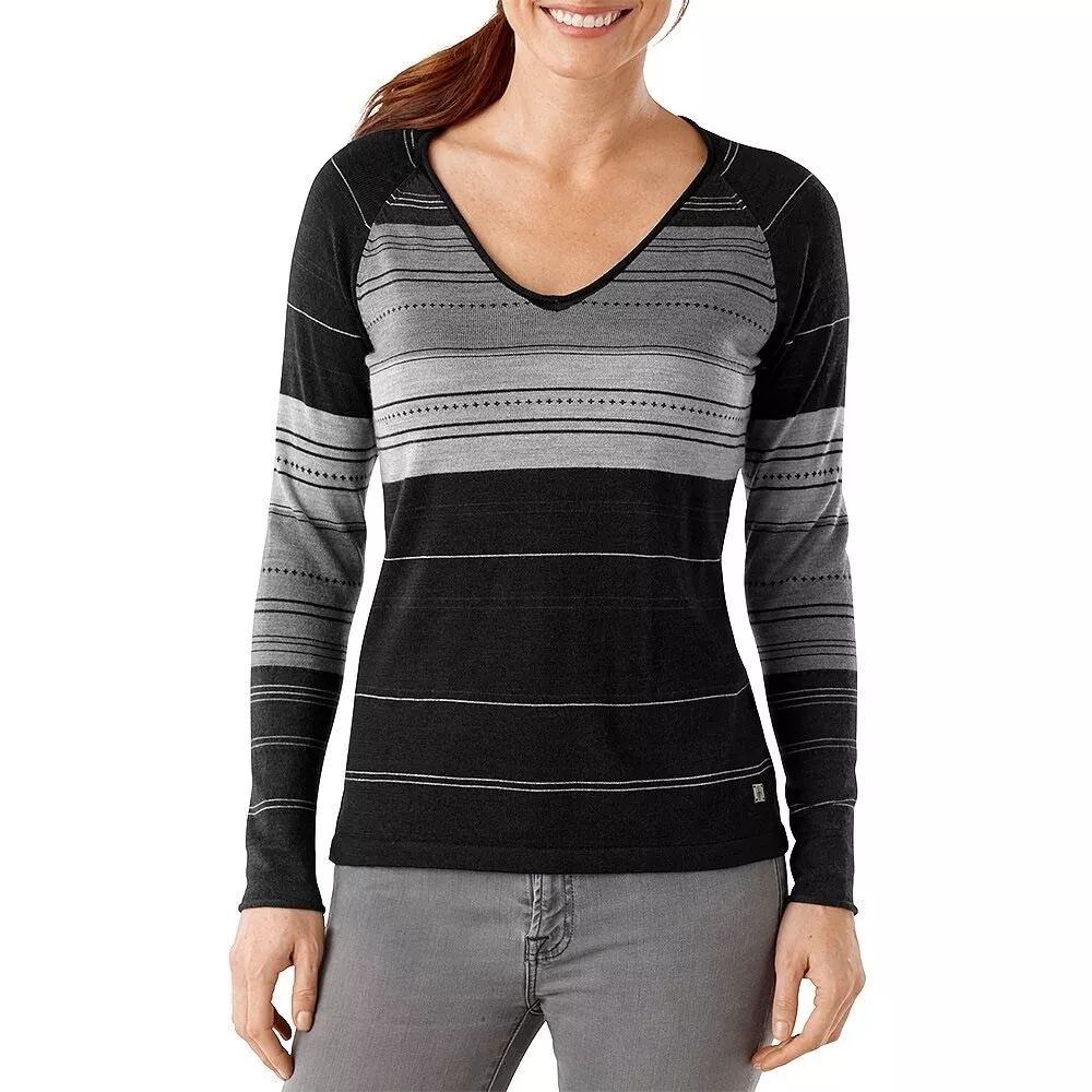 smartwool sulawesi stripe v-neck sweater