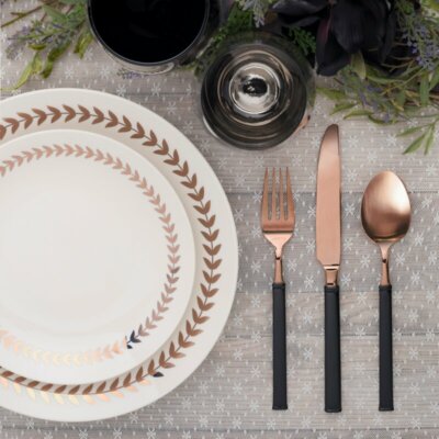 Argent Orfevres Doric Black & Rose Gold 20 Pc Flatware Set 18/10 Hampton Forge 