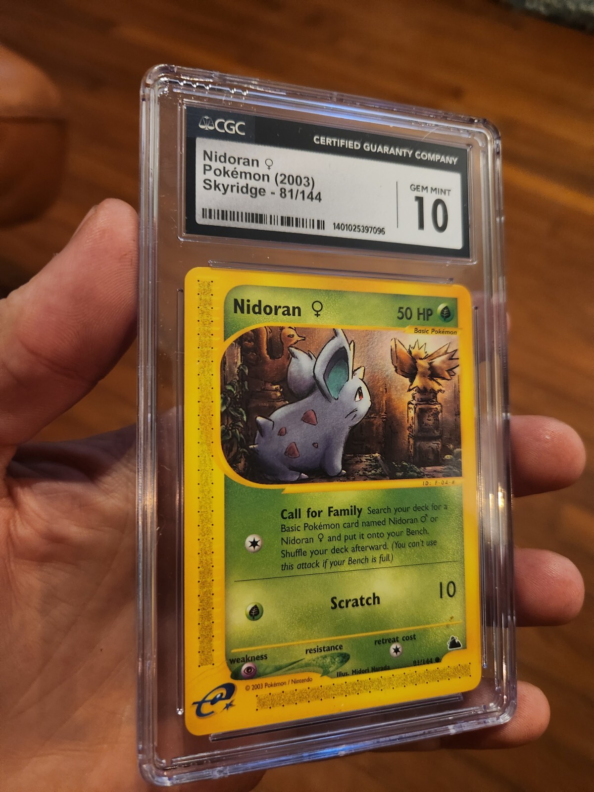 (TOP POP 11) CGC 10 GEM MINT Pokémon 2003 Nidoran Female  81/144 Skyridge Card