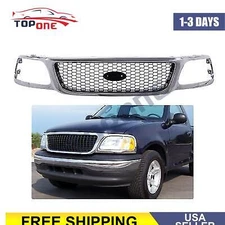Grille Chrome Frame With Black Insert Honeycomb Fits 1999-2003 Ford F-150 Pickup