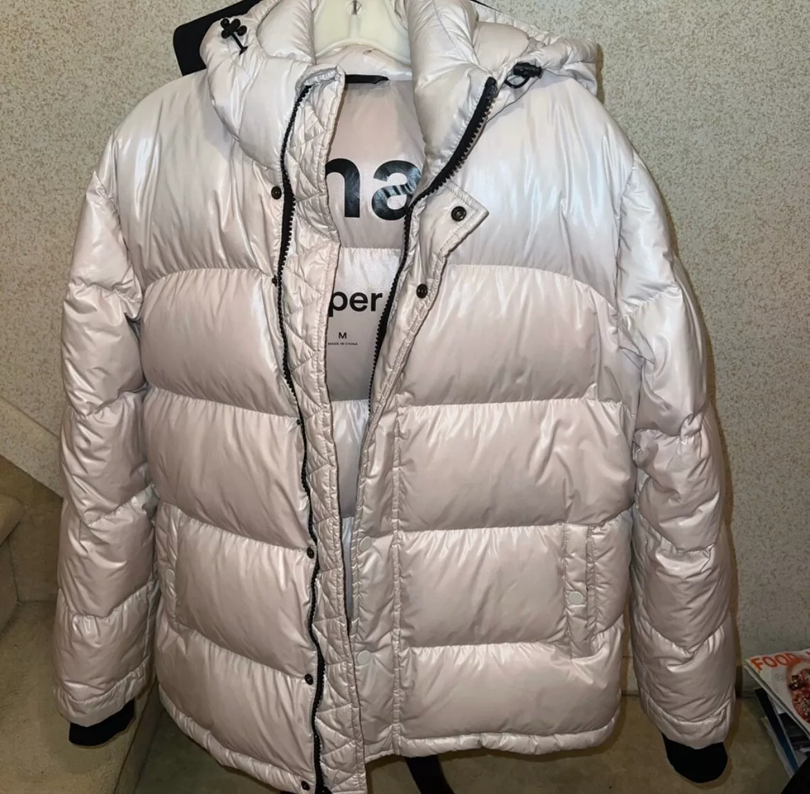 Aritzia Tna The Super Puff Marble Grey Puffer Jacket Women's Size