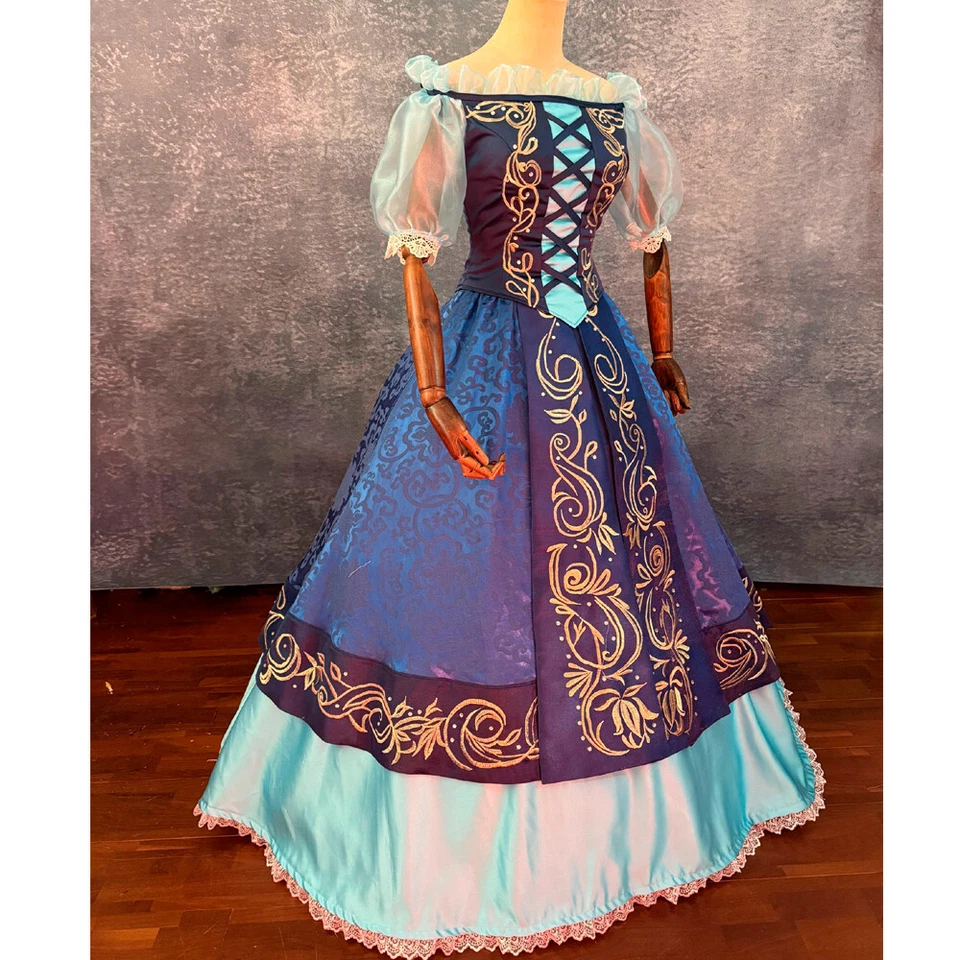 The Little Mermaid Ariel Cosplay Embroidery Luxury Dress Blue Party Costume - Image 3 of 4