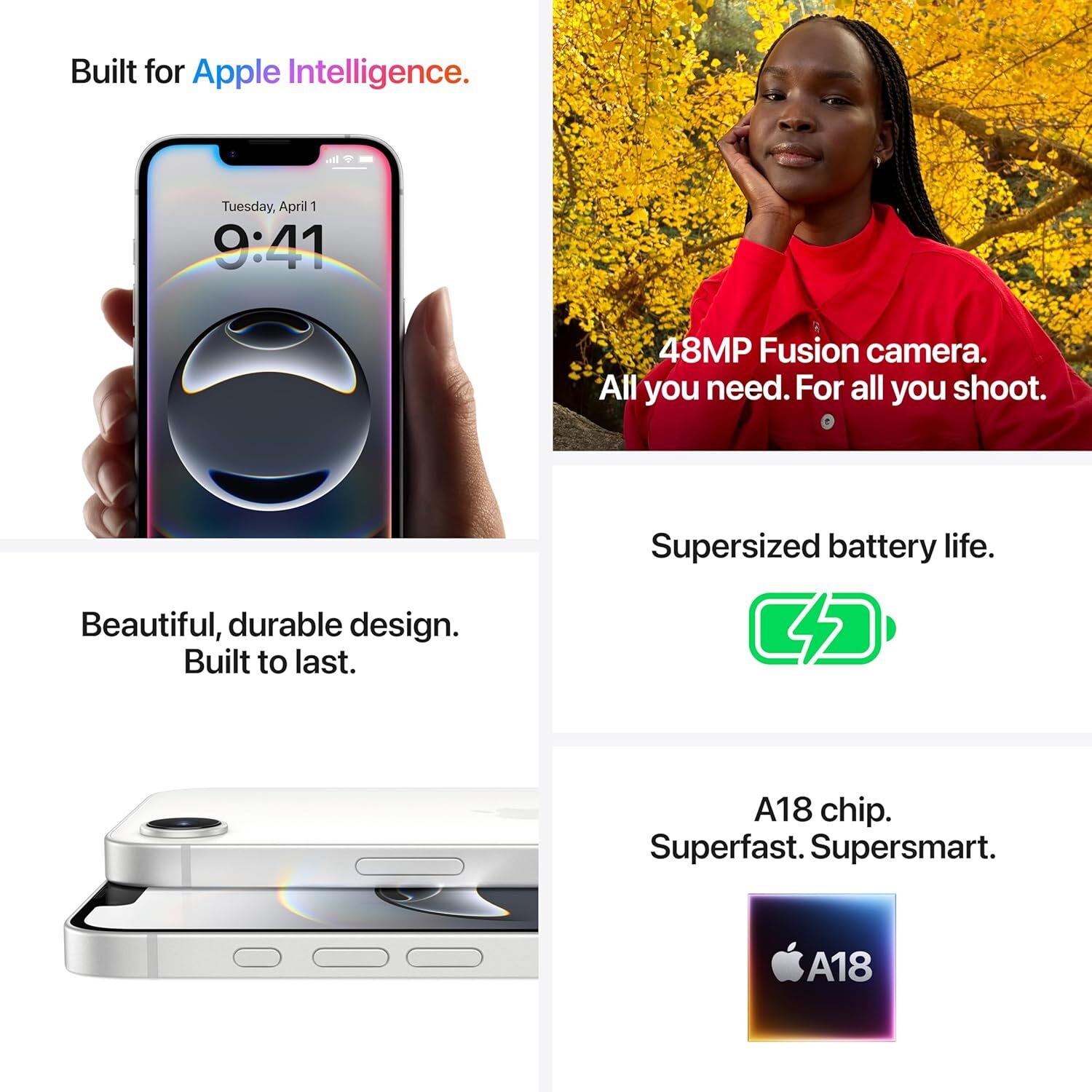 NEW Apple iPhone 16e 5G 6.1'' iOS Smartphone 128GB Unlocked SIM-Free - Black
