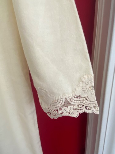 vintage**LILY OF FRANCE Flannel Long NIGHTGOWN*Long sleeve*Ivory*S - Picture 4 of 10