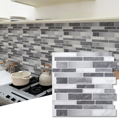 10-Pack 12x12 Glossy White Peel & Stick Mosaic Backsplash Tiles – Kitchen & Bath